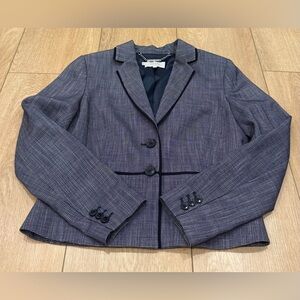 Hobbs London Textured Peplum Blazer Jacket Navy Blue US 8